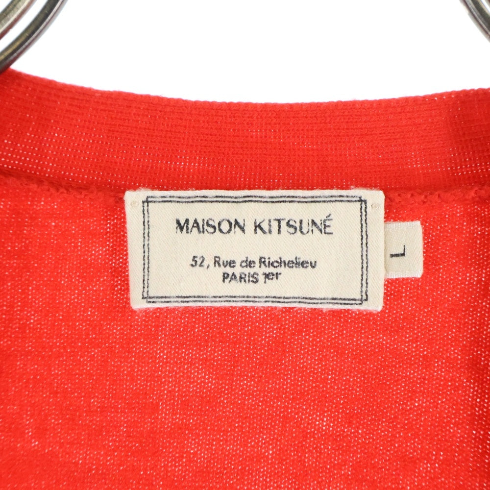 MAISON KITSUNE(メゾンキツネ) トリコワッペン ウール カーディガン レッド KMK-28520-B