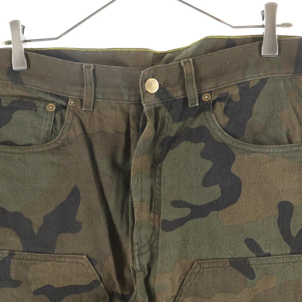 LOUIS VUITTON(ルイヴィトン) 17AW ×SUPREME シュプリーム LVジャガードデニム カモフラ 迷彩総柄 カーペンター ペインター パンツ カーキ RM172 DSQ HDD97W