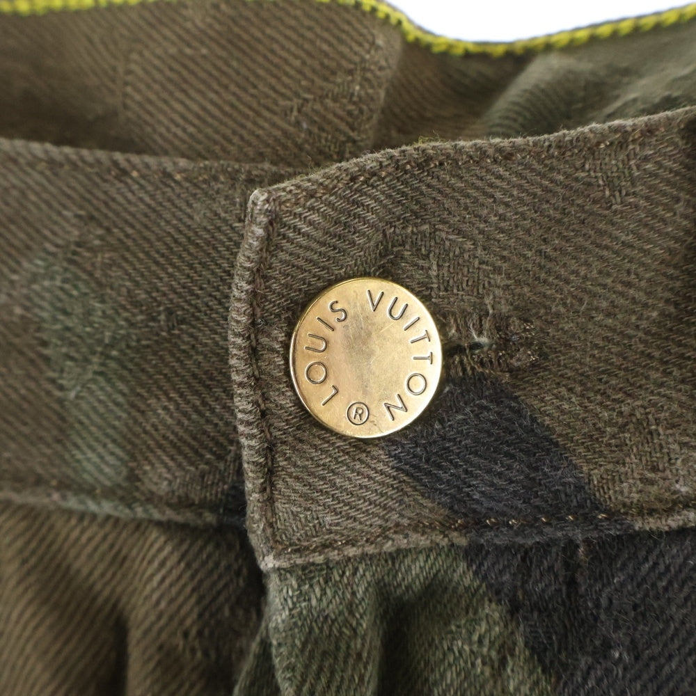 LOUIS VUITTON(ルイヴィトン) 17AW ×SUPREME シュプリーム LVジャガードデニム カモフラ 迷彩総柄 カーペンター ペインター パンツ カーキ RM172 DSQ HDD97W