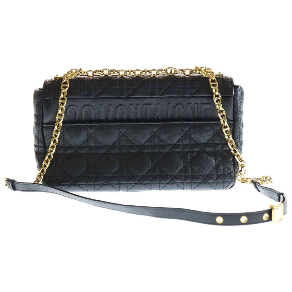 Christian Dior(クリスチャンディオール) カロ カナージュ ミディアム ショルダーバッグ ブラック レザー レディース