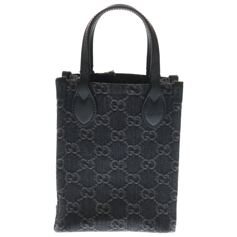 GUCCI(グッチ) GGデニム 2WAY ハンドバッグ ショルダーバッグ ブラック キャンバス 773730 レディース