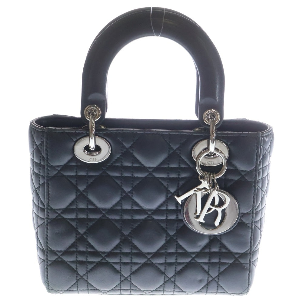 Christian Dior(クリスチャンディオール) レディディオール カナージュ スモール ブラック シルバー金具 ラムスキン レディース
