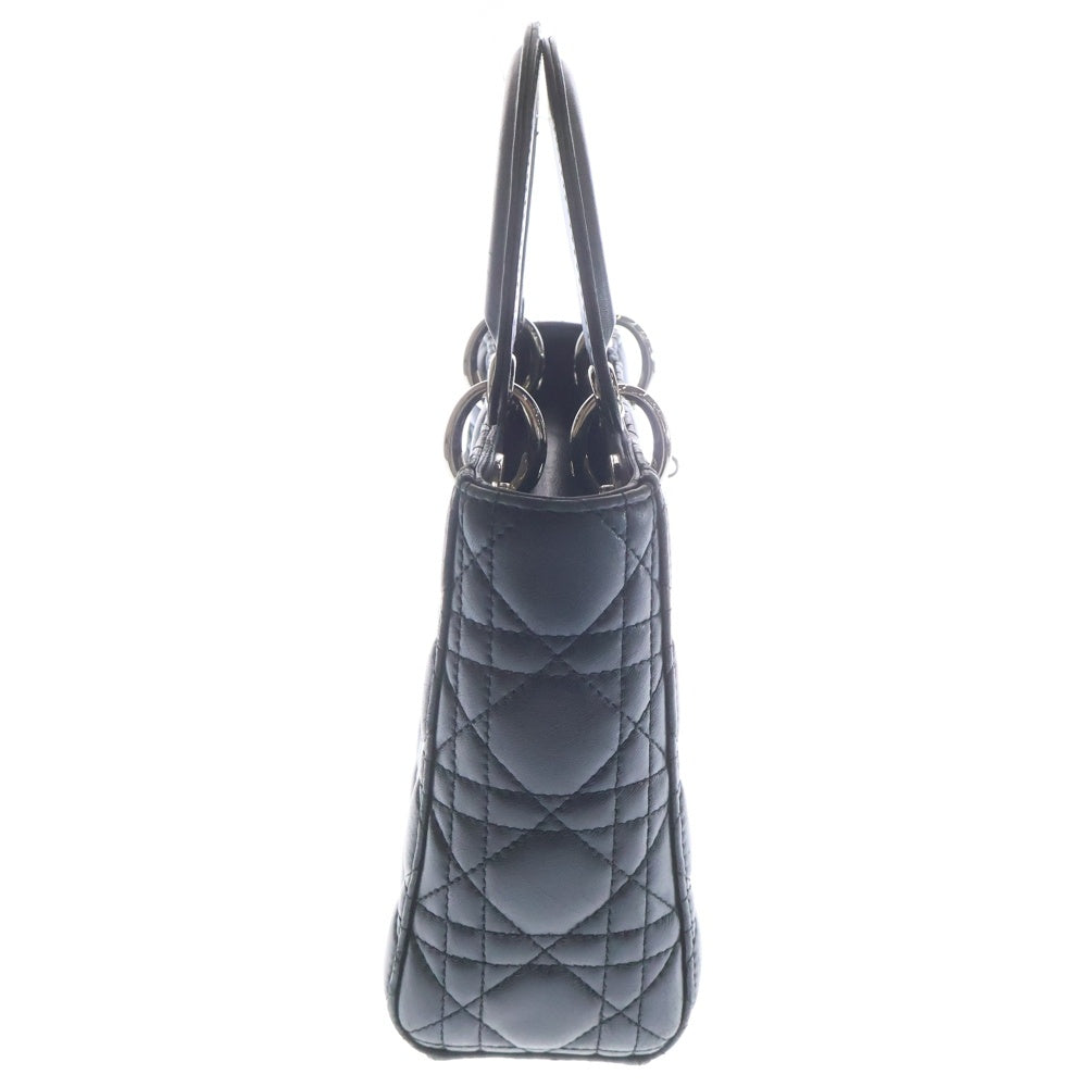 Christian Dior(クリスチャンディオール) レディディオール カナージュ スモール ブラック シルバー金具 ラムスキン レディース