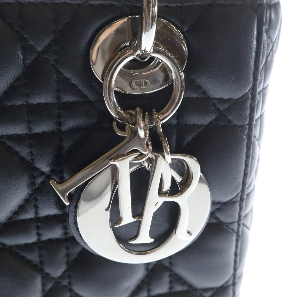 Christian Dior(クリスチャンディオール) レディディオール カナージュ スモール ブラック シルバー金具 ラムスキン レディース
