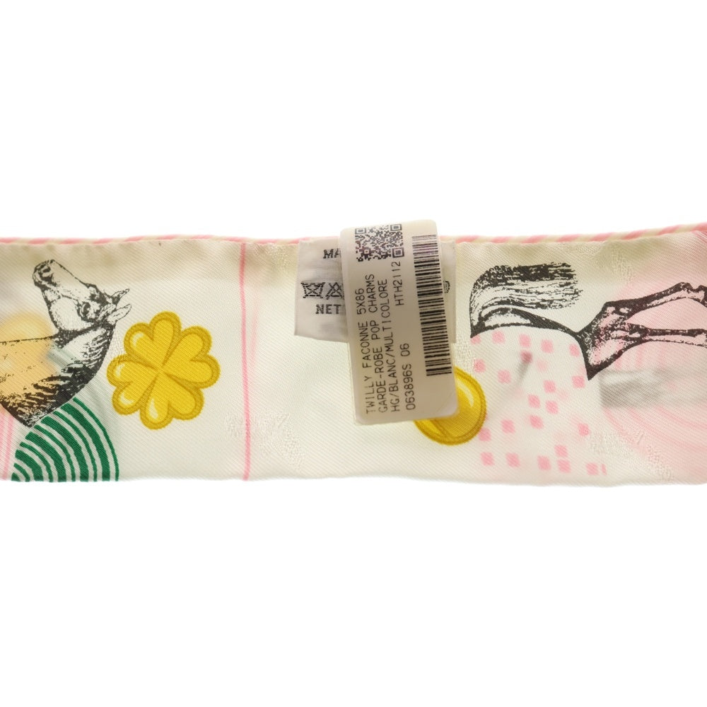 HERMES(エルメス) ツイリー GARDE-ROBE POP CHARMS スカーフ ホワイト×ピンク レディース