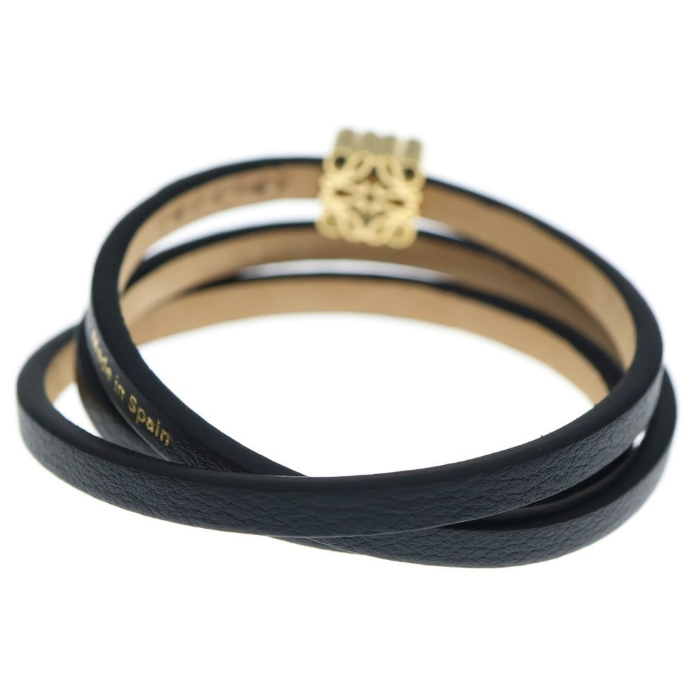 LOEWE(ロエベ) アナグラム ブレスレット ブラック レザー ゴールド金具