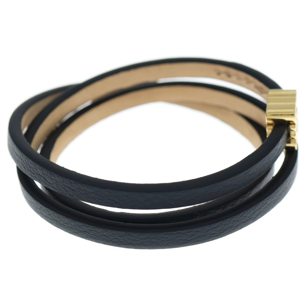 LOEWE(ロエベ) アナグラム ブレスレット ブラック レザー ゴールド金具