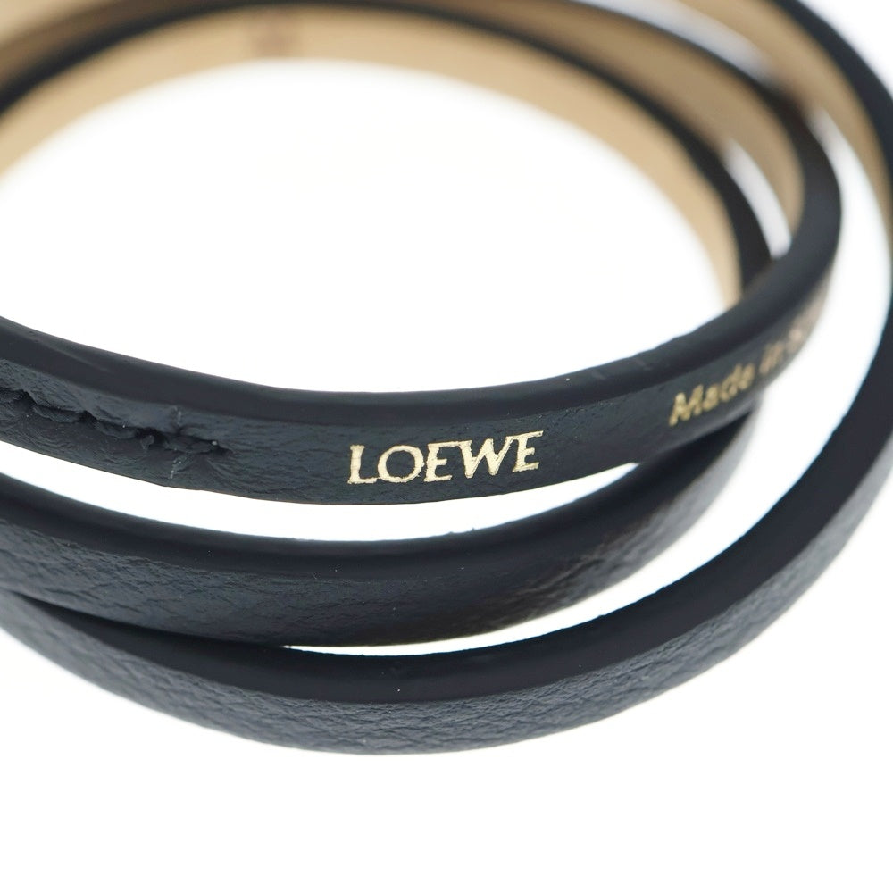 LOEWE(ロエベ) アナグラム ブレスレット ブラック レザー ゴールド金具