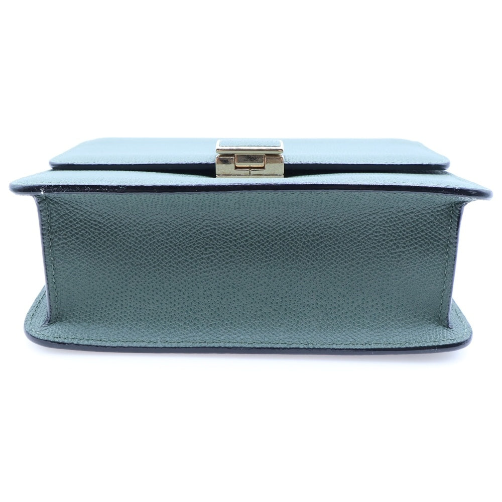 Valextra(ヴァレクストラ) ノーロ スモール レザー ショルダーバッグ ゴールド金具 グリーン レディース