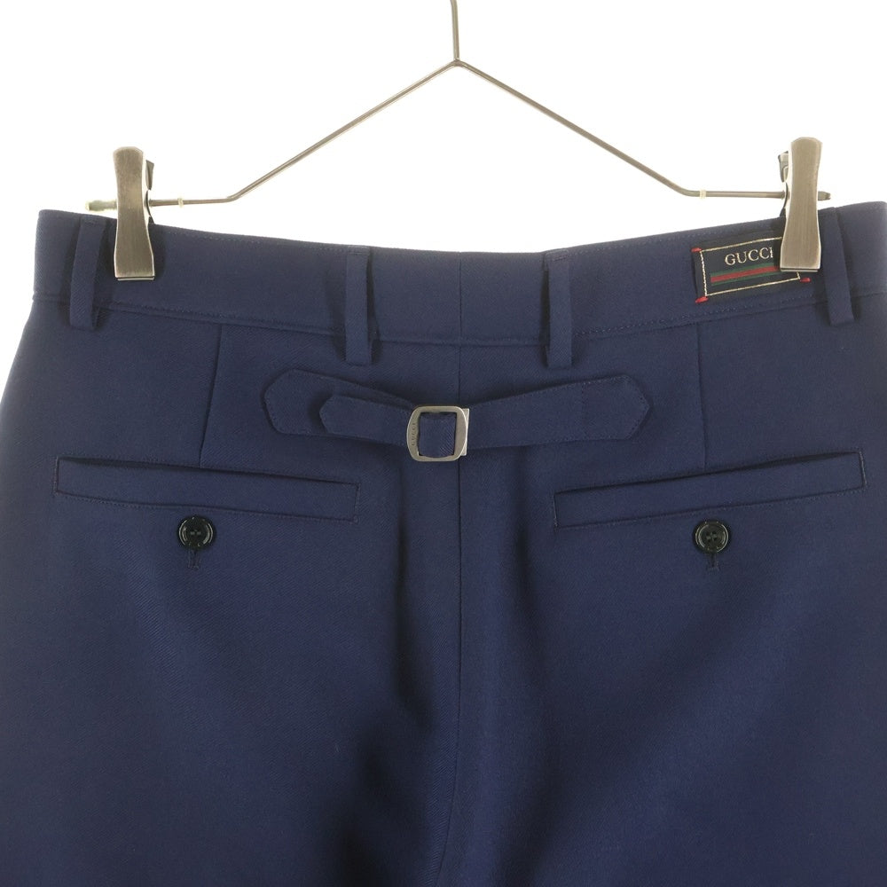 GUCCI(グッチ) シンチバック ノータック スラックスパンツ トラウザーズ ネイビー 690469