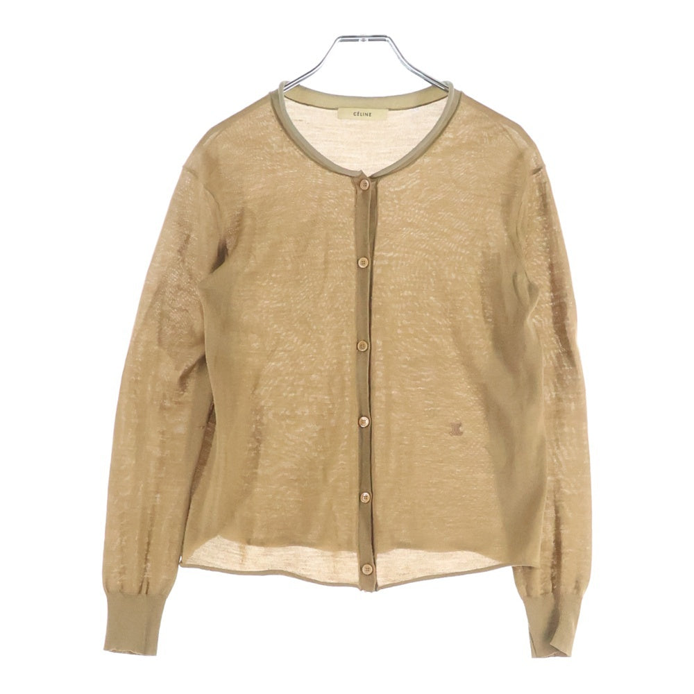 CELINE(セリーヌ) トリオンフロゴ刺繍 カーディガン ウール シルク ベージュ 2 5P69/3238 レディース