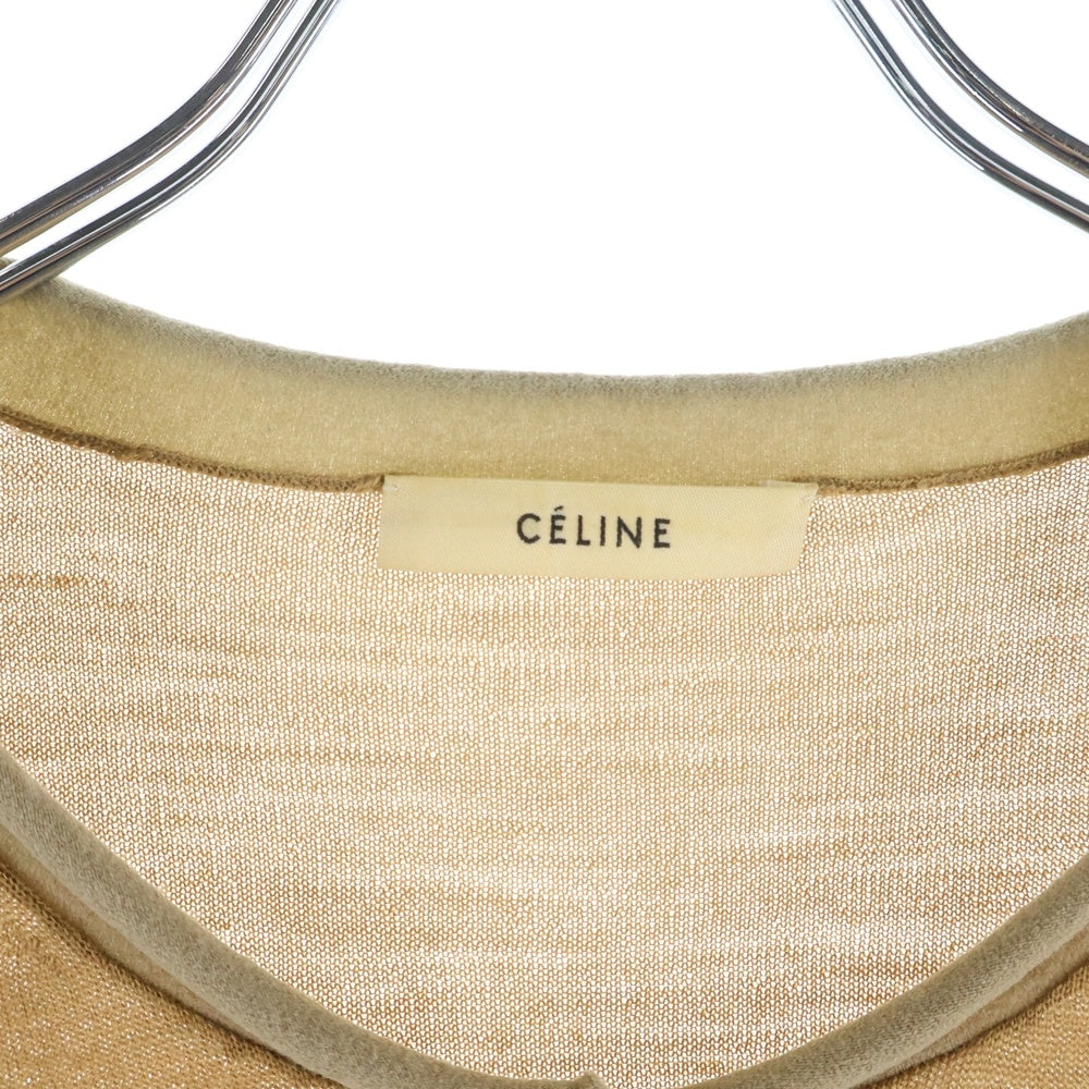 CELINE(セリーヌ) トリオンフロゴ刺繍 カーディガン ウール シルク ベージュ 2 5P69/3238 レディース