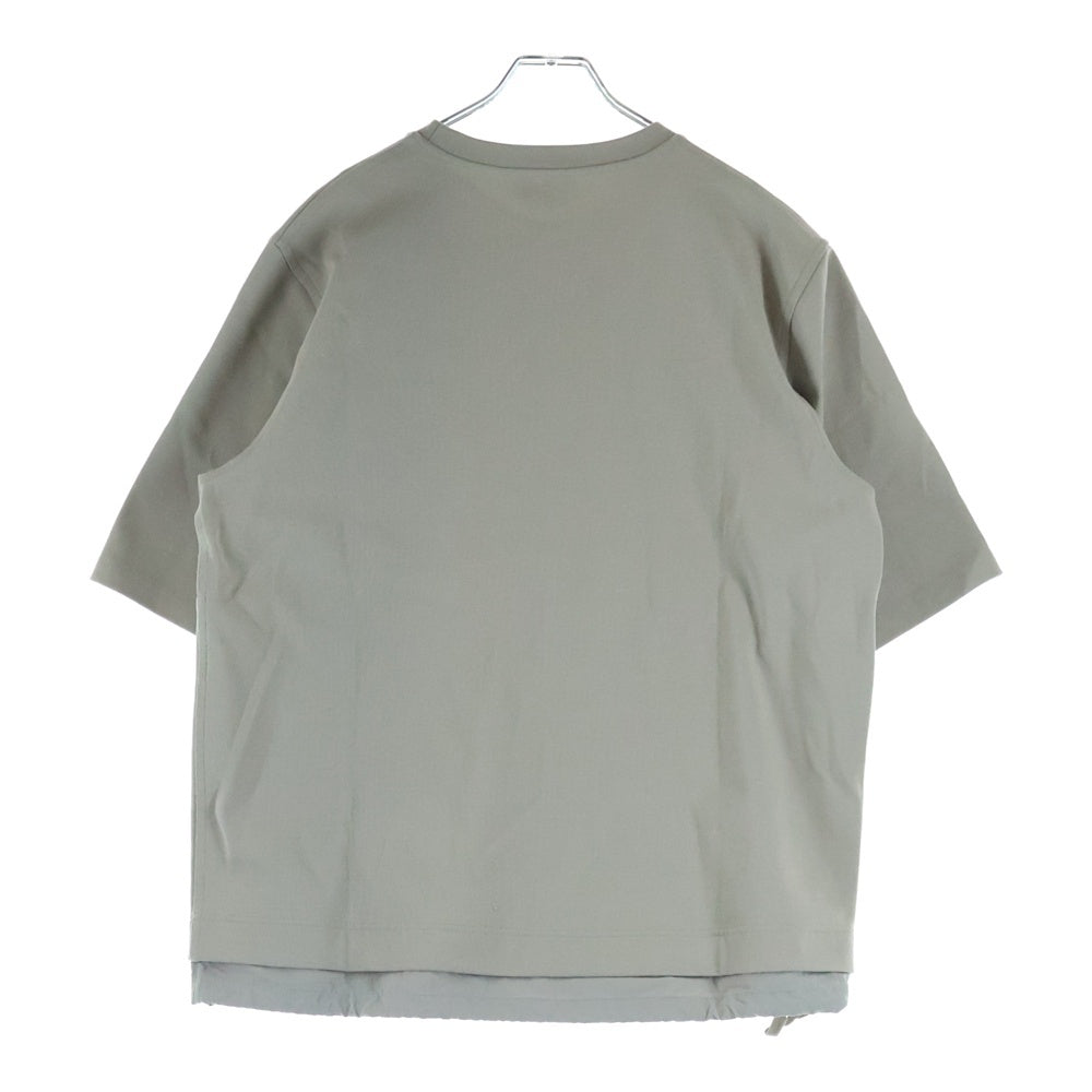 HERMES(エルメス) ナイロン切り替え クルーネック 半袖Tシャツ カットソー グレー/ベージュ