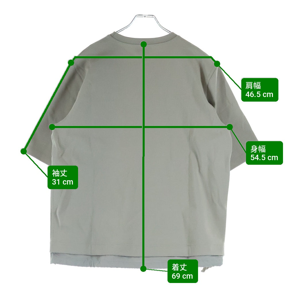 HERMES(エルメス) ナイロン切り替え クルーネック 半袖Tシャツ カットソー グレー/ベージュ