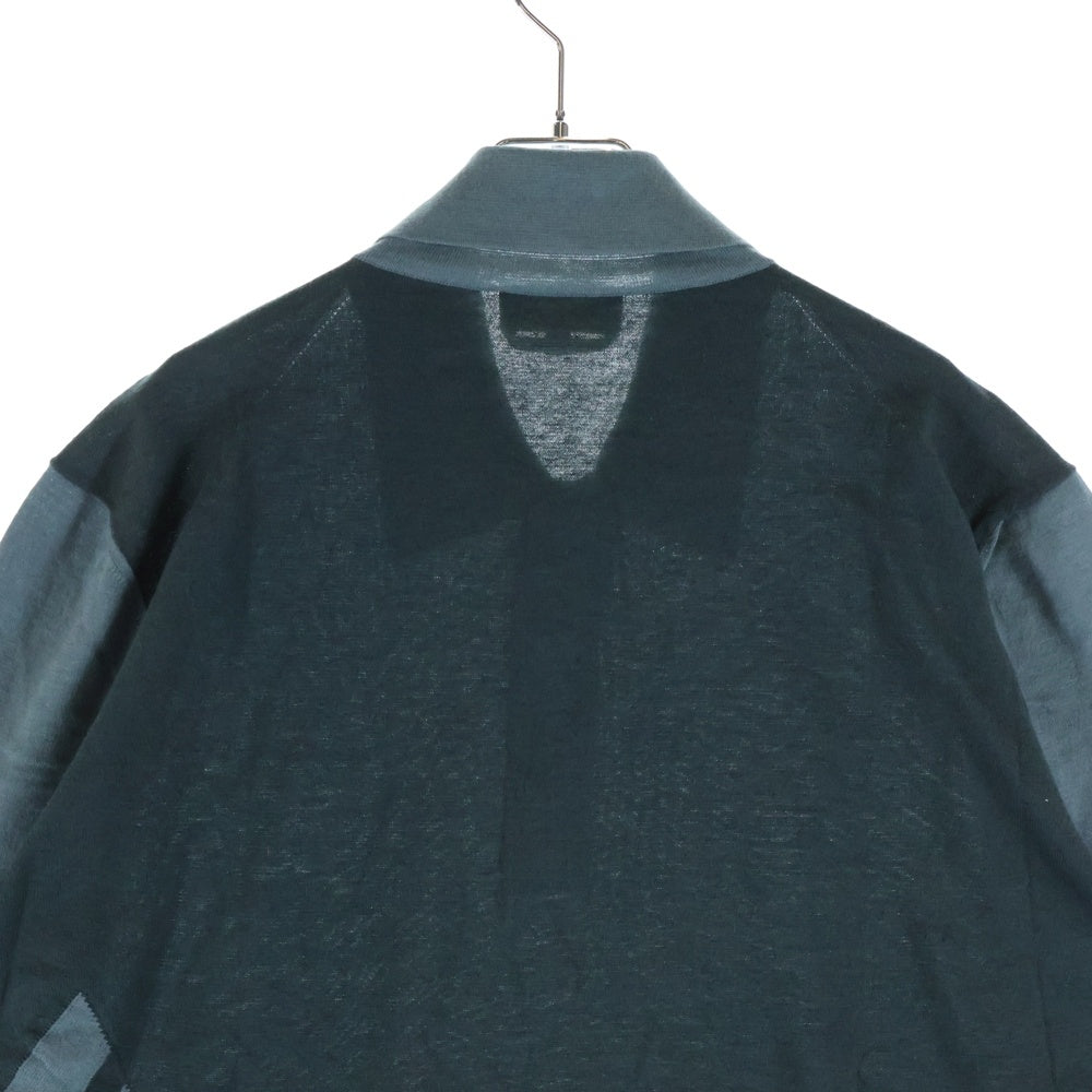 HERMES(エルメス) メッシュ切り替え カシミヤ混 コットン ニット ポロシャツ グレー
