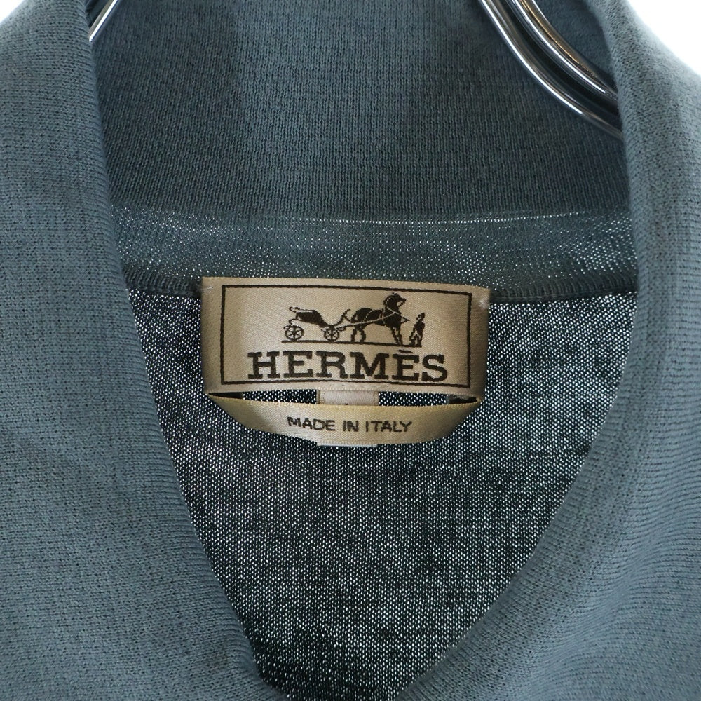 HERMES(エルメス) メッシュ切り替え カシミヤ混 コットン ニット ポロシャツ グレー