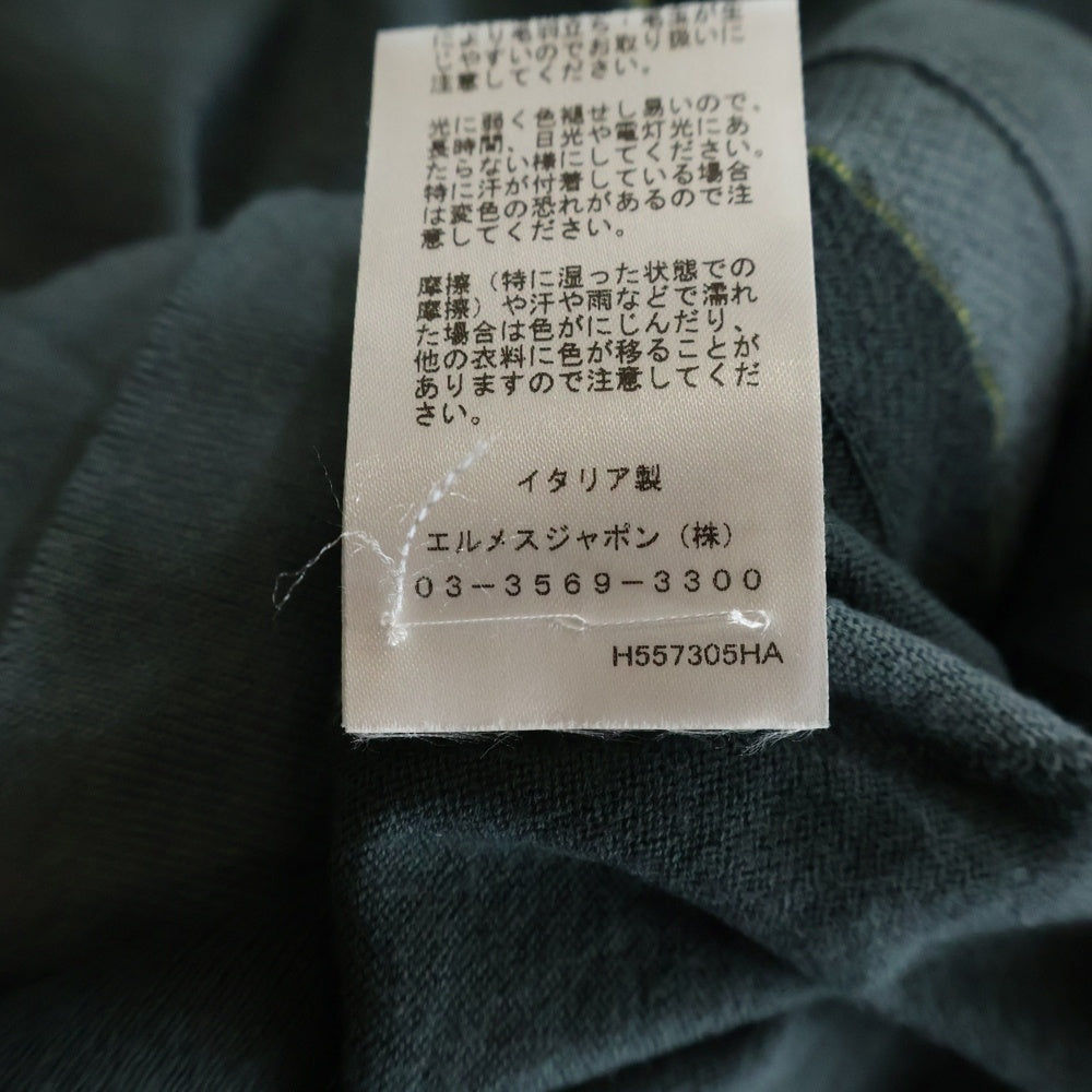 HERMES(エルメス) メッシュ切り替え カシミヤ混 コットン ニット ポロシャツ グレー