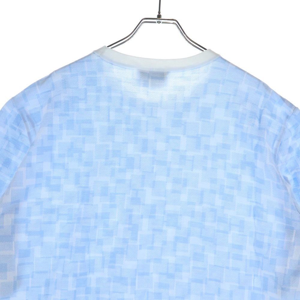 HERMES(エルメス) 総柄プリント クルーネック 半袖Tシャツ カットソー ライトブルー