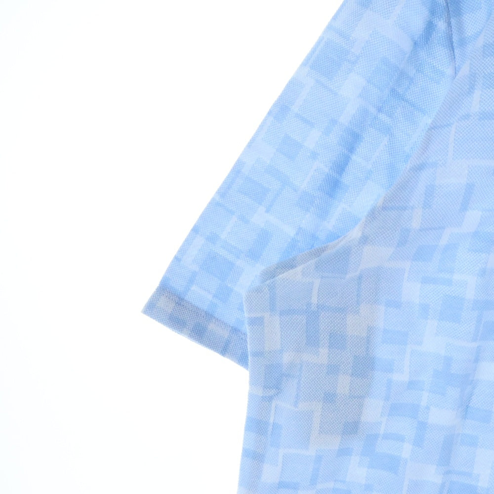 HERMES(エルメス) 総柄プリント クルーネック 半袖Tシャツ カットソー ライトブルー