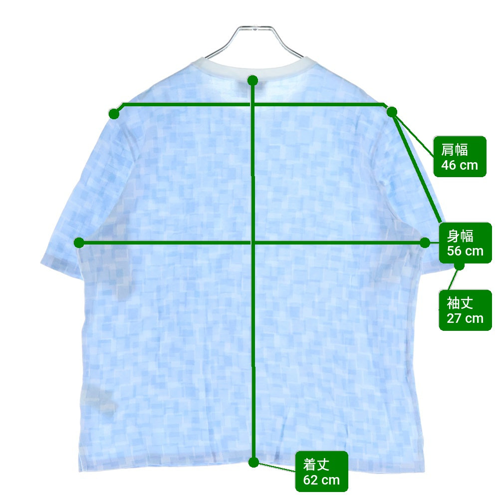 HERMES(エルメス) 総柄プリント クルーネック 半袖Tシャツ カットソー ライトブルー