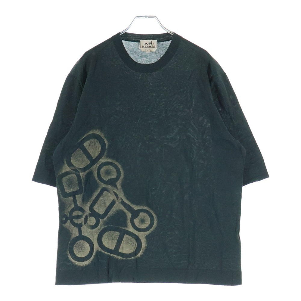 HERMES(エルメス) シェーヌダンクルプリント クルーネック 半袖Tシャツ カットソー グリーン