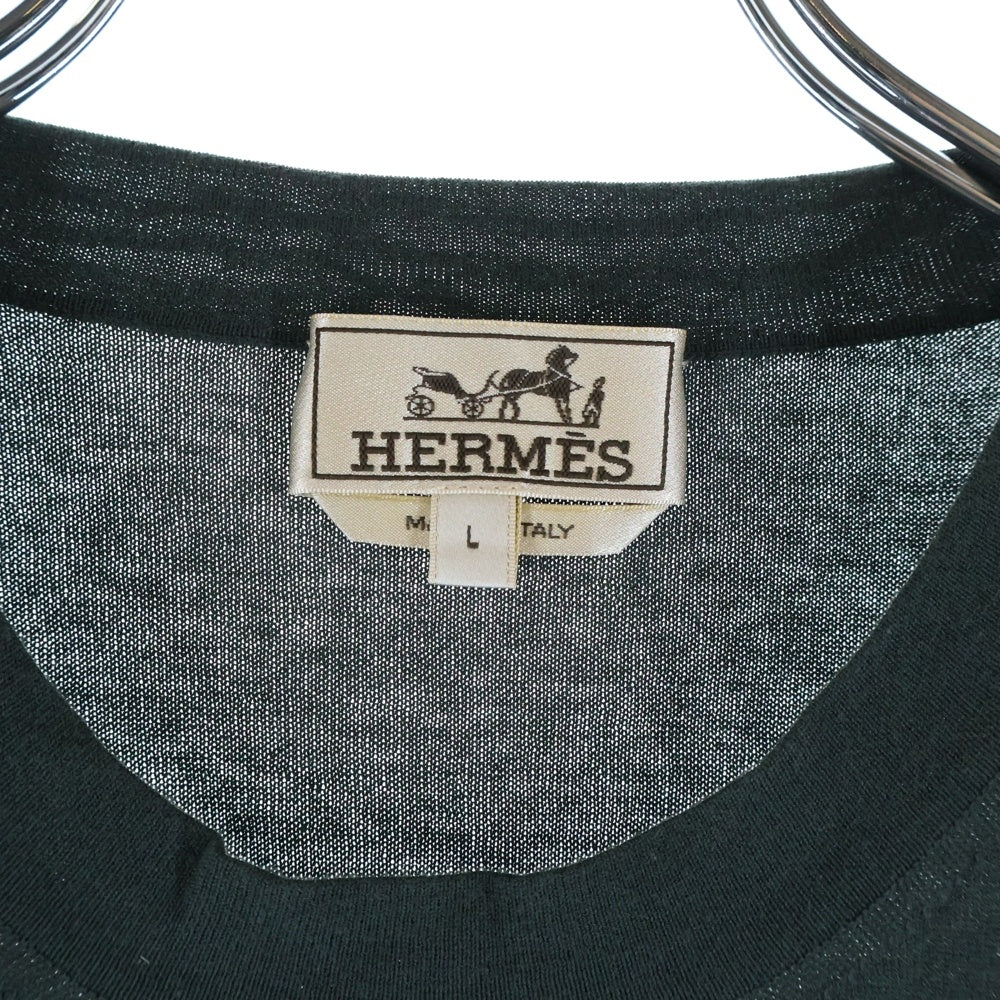 HERMES(エルメス) シェーヌダンクルプリント クルーネック 半袖Tシャツ カットソー グリーン