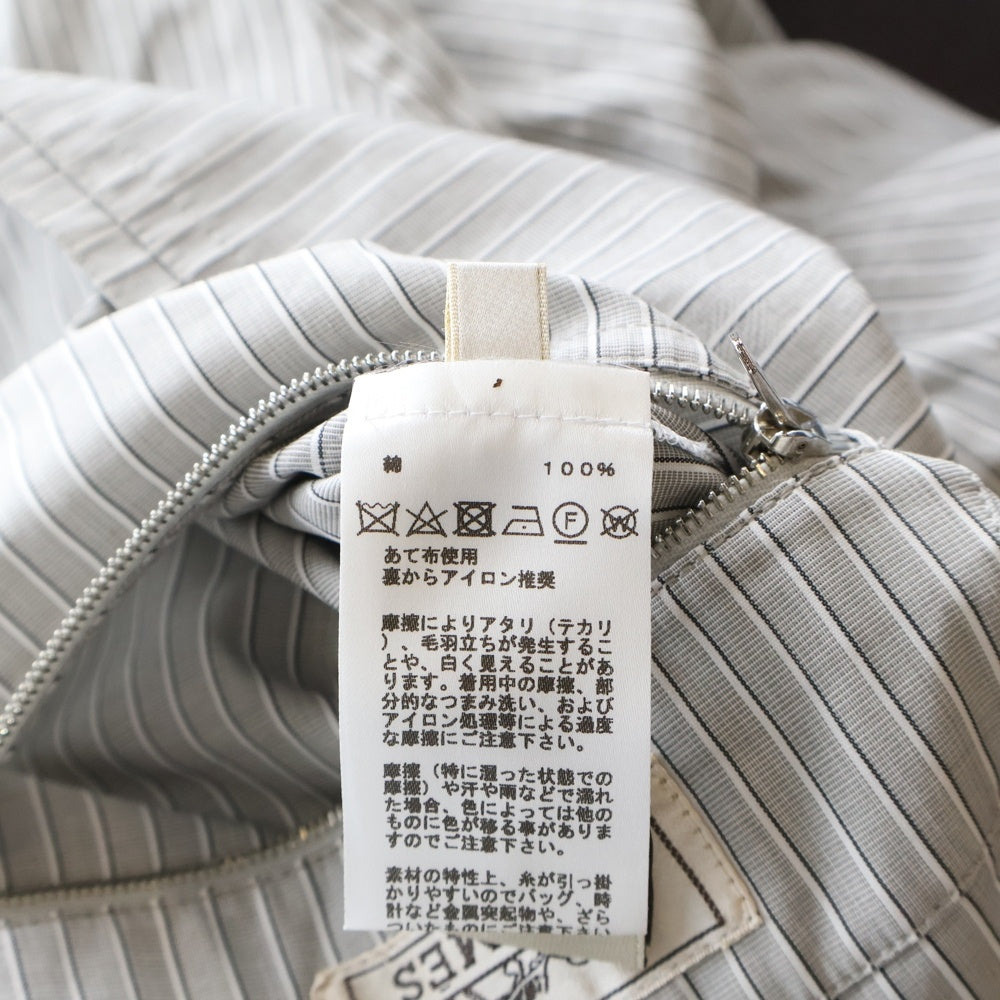 HERMES(エルメス) ストライプ総柄 フーデッド ジップアップ 長袖シャツ グレー