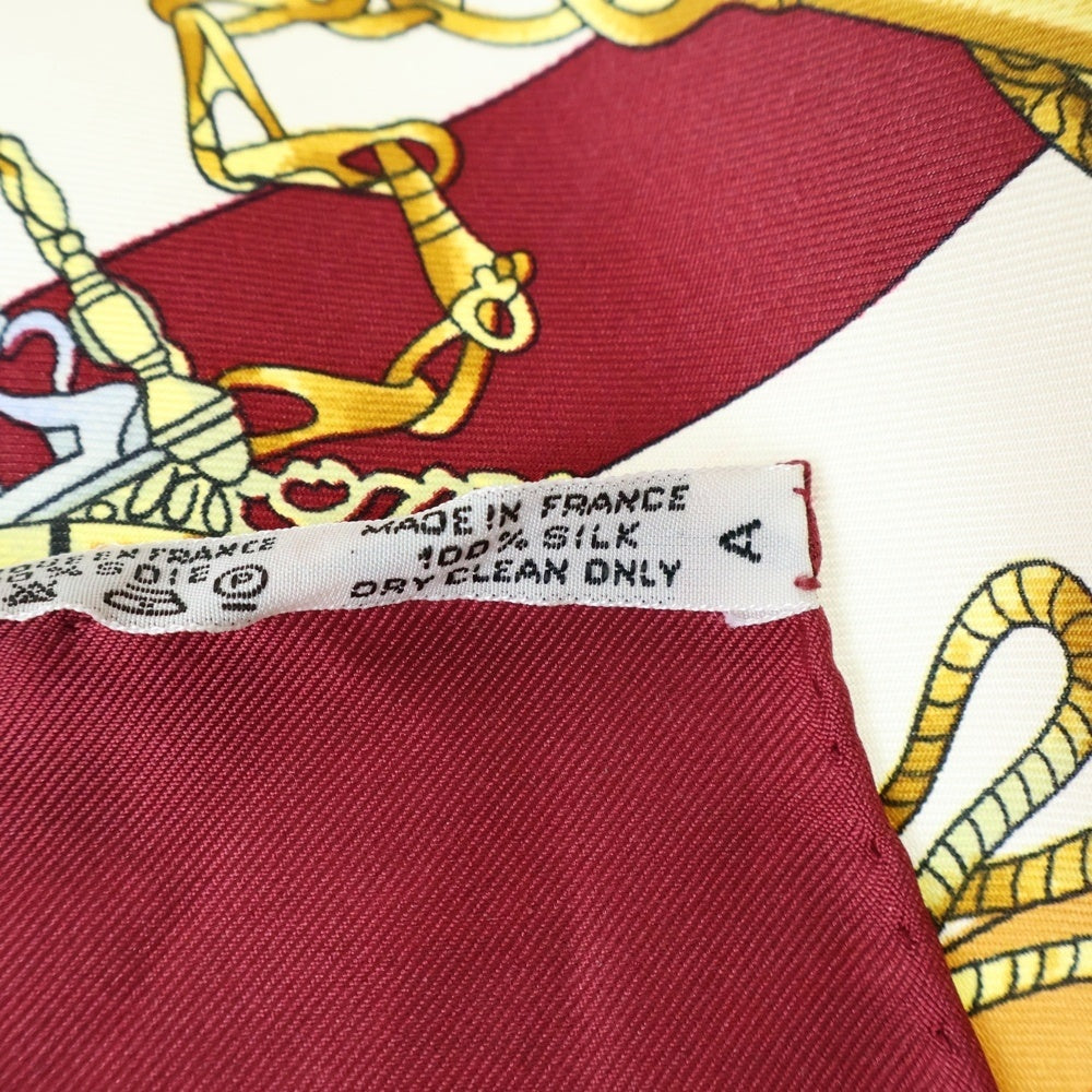 HERMES(エルメス) カレ90 花の中で過ごす時間 シルクスカーフ ワインレッド×アイボリー レディース