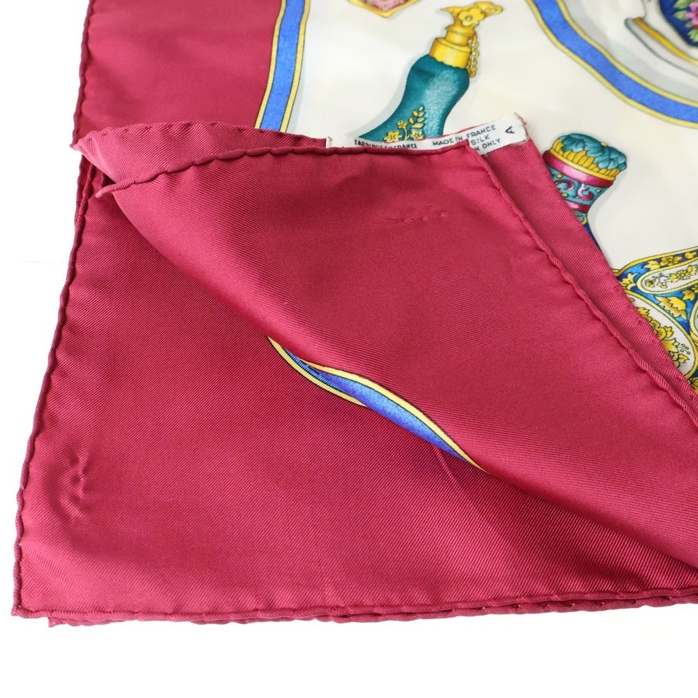 HERMES(エルメス) カレ90 Qu importe le flacon シルクスカーフ ワインレッド×アイボリー レディース