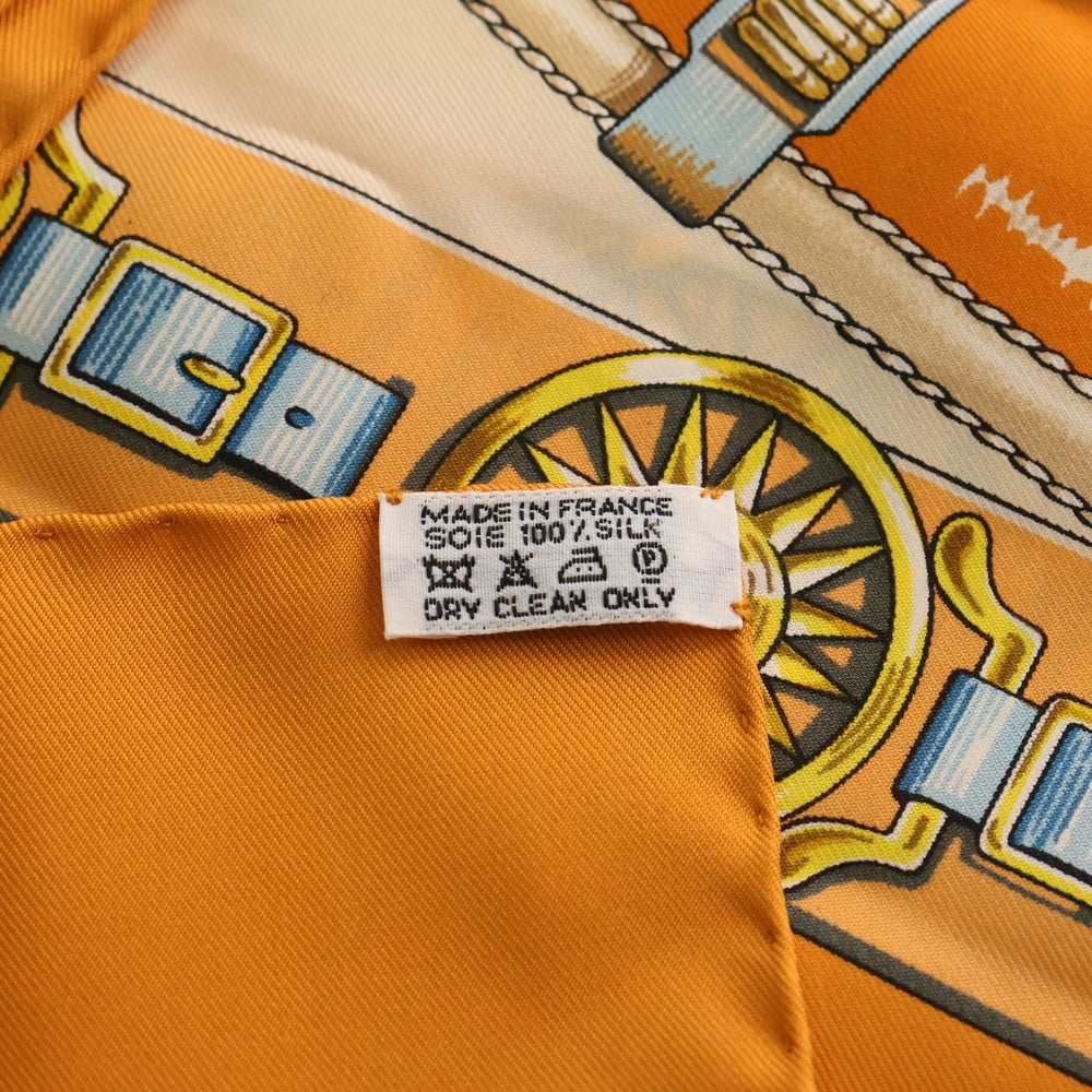 HERMES(エルメス) カレ90 CHEVAUX DE TRAIT シルクスカーフ オレンジ レディース