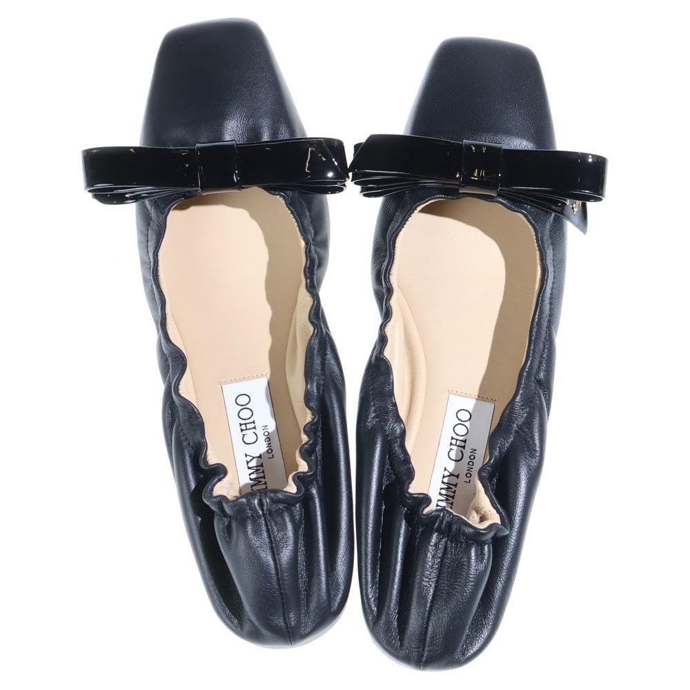JIMMY CHOO(ジミーチュウ) ADALEE スクエアトゥ リボン バレエシューズ フラットシューズ レディース