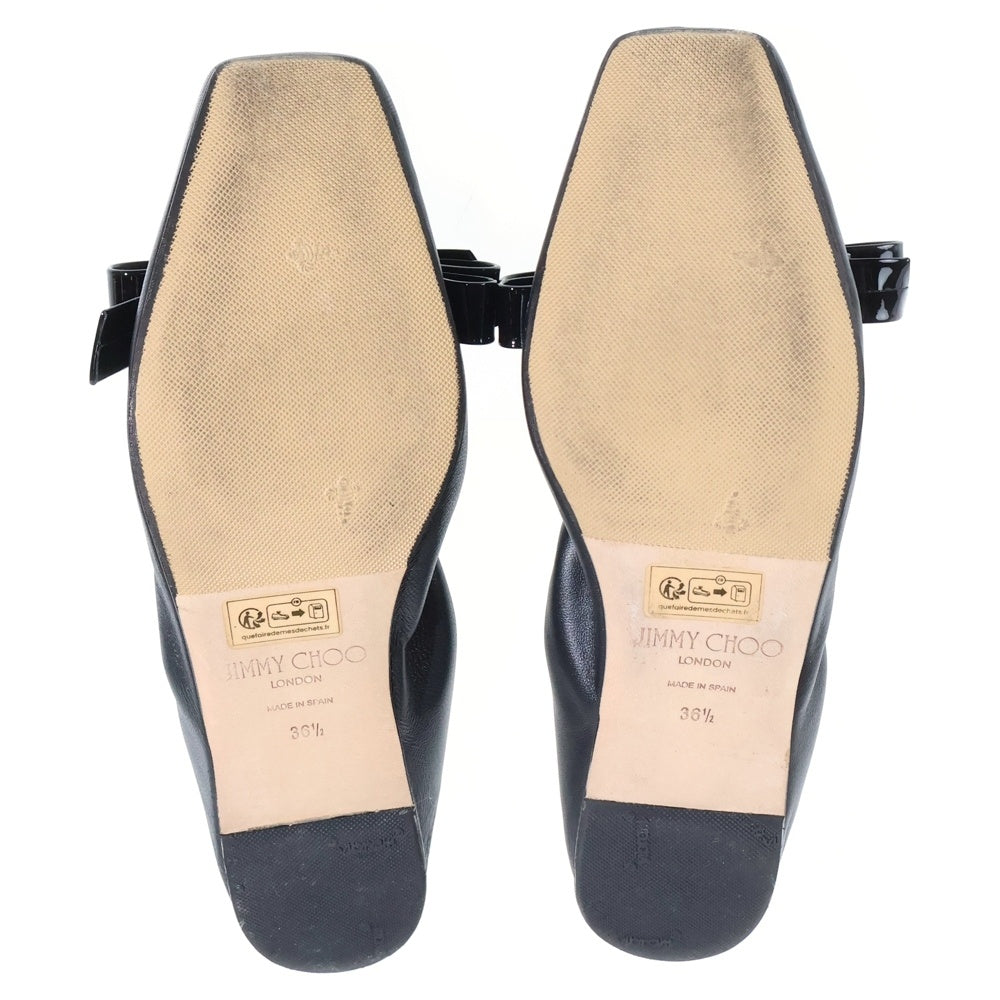 JIMMY CHOO(ジミーチュウ) ADALEE スクエアトゥ リボン バレエシューズ フラットシューズ レディース