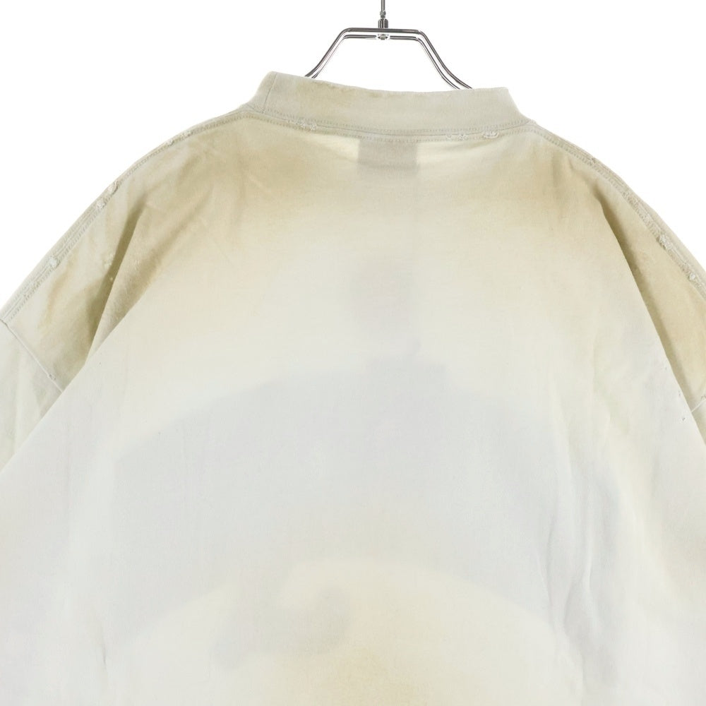 BALENCIAGA(バレンシアガ) 23SS SKATER OVERSIZED クラッシュダスト加工 スケーターワッペンロゴ半袖カットソー Tシャツ ホワイト 739028 TOVN2