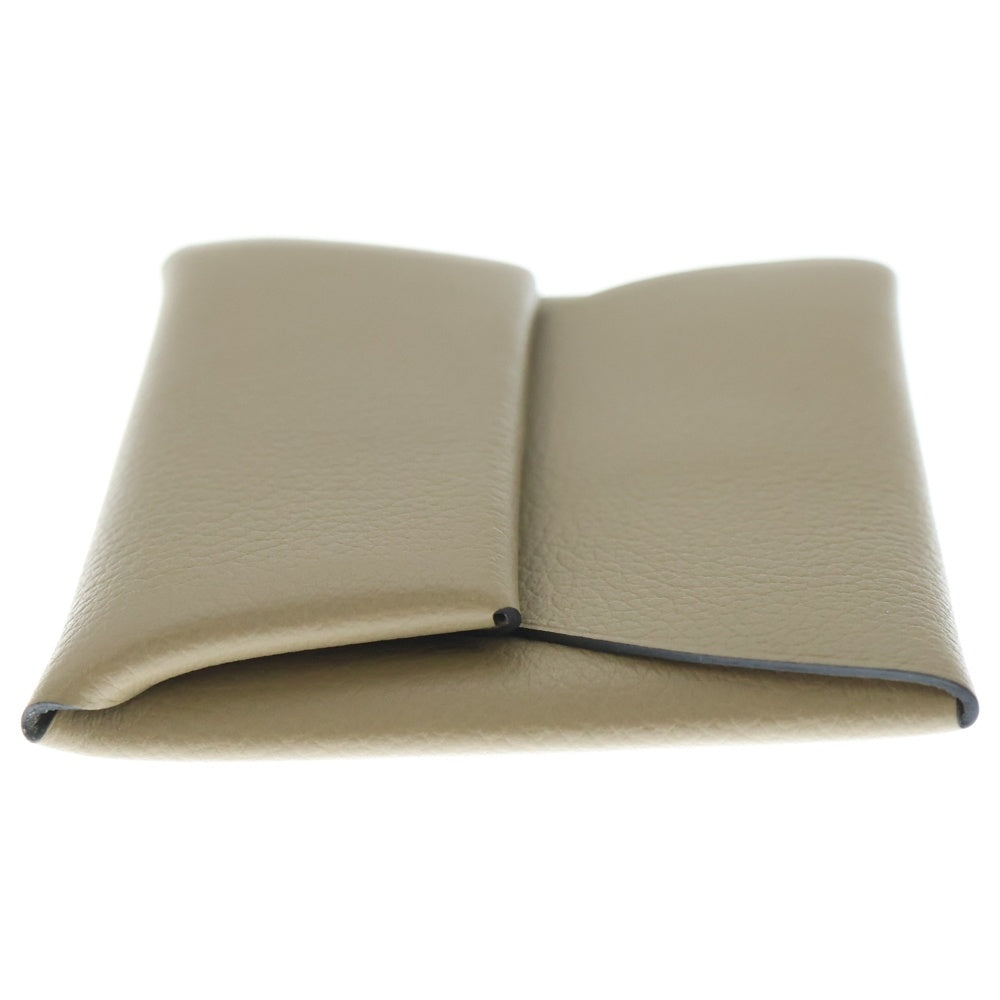 HERMES(エルメス) バスティア ベージュマルファ シェーブル カードケース コインケース 小物入れ ベージュ レザー W刻印 レディース