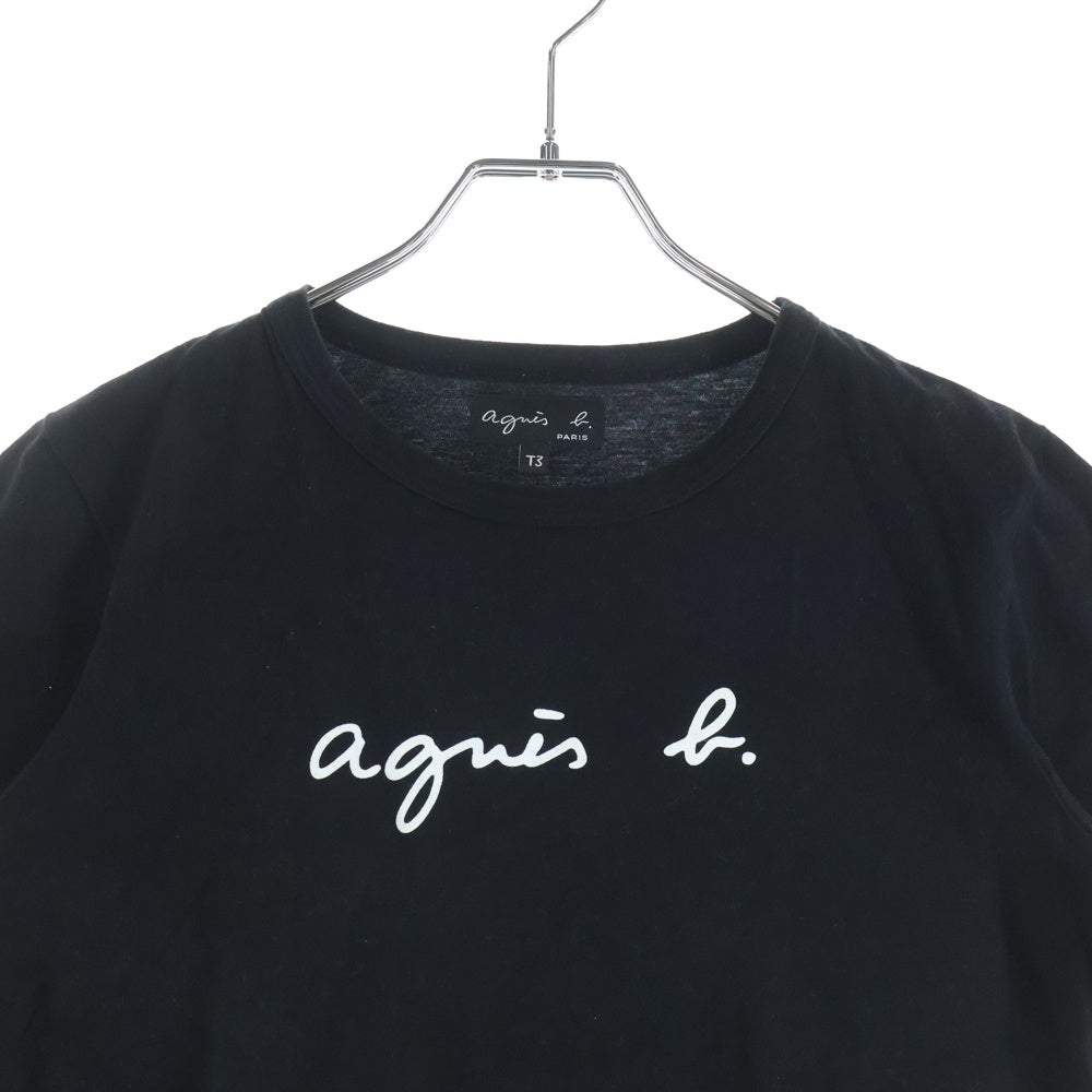 agnes b.(アニエスベー) ロゴプリント クルーネック 半袖Tシャツ カットソー ブラック ER26S137