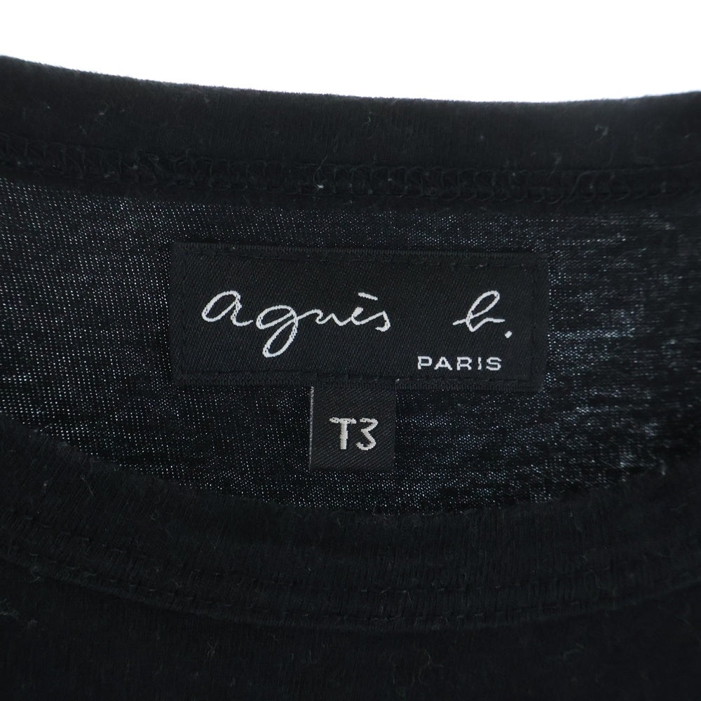 agnes b.(アニエスベー) ロゴプリント クルーネック 半袖Tシャツ カットソー ブラック ER26S137