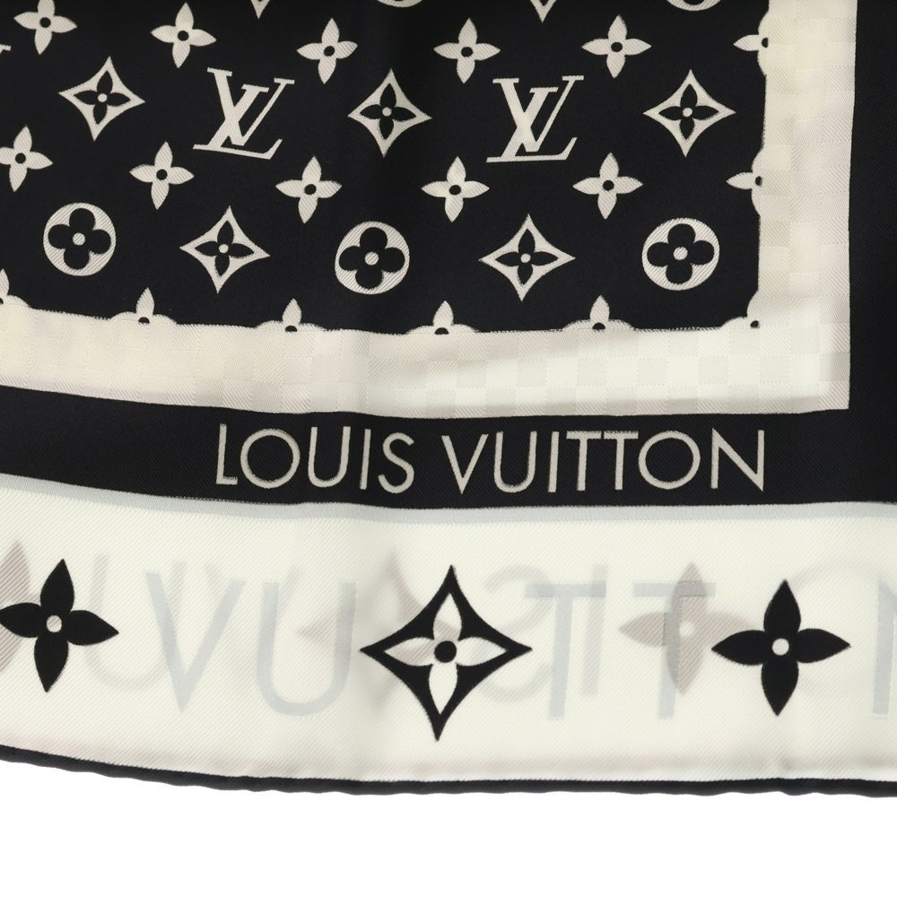 LOUIS VUITTON(ルイヴィトン) モノグラム カレ90・モノグラム インフィニティ シルクスカーフ ブラック×ホワイト M79893 レディース