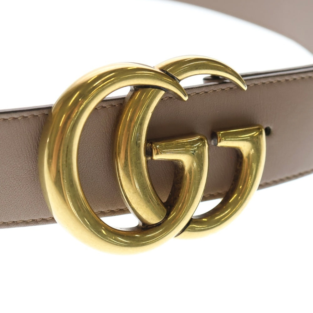 GUCCI(グッチ) GGマーモント ベルト ピンクベージュ レザー 75・30 400593 ゴールド金具 レディース
