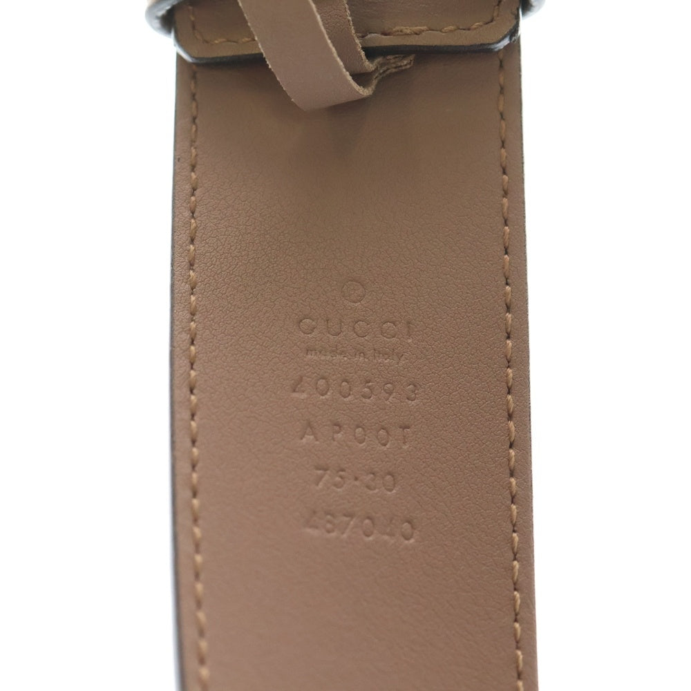 GUCCI(グッチ) GGマーモント ベルト ピンクベージュ レザー 75・30 400593 ゴールド金具 レディース