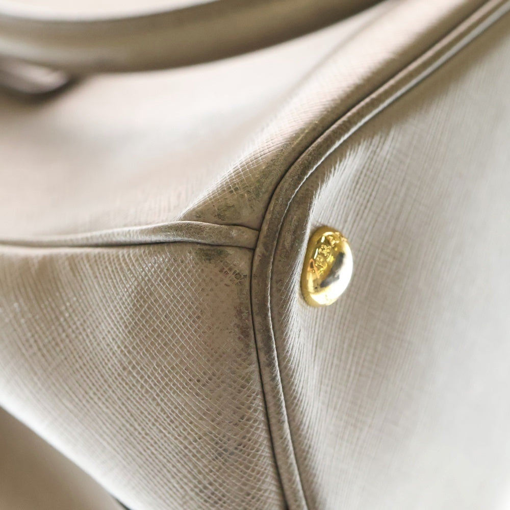 PRADA(プラダ) ガレリア ミディアム 2WAYバッグ ハンドバッグ ショルダーバッグ ベージュ レザー 1BA863 ゴールド金具 レディース