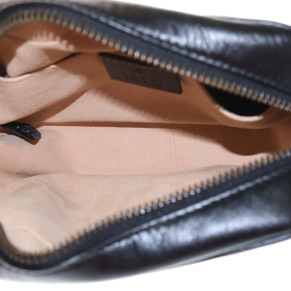 GUCCI(グッチ) GGマーモント ショルダーバッグ チェーンバッグ ミニバッグ ブラック レザー 448065 ゴールド金具 レディース