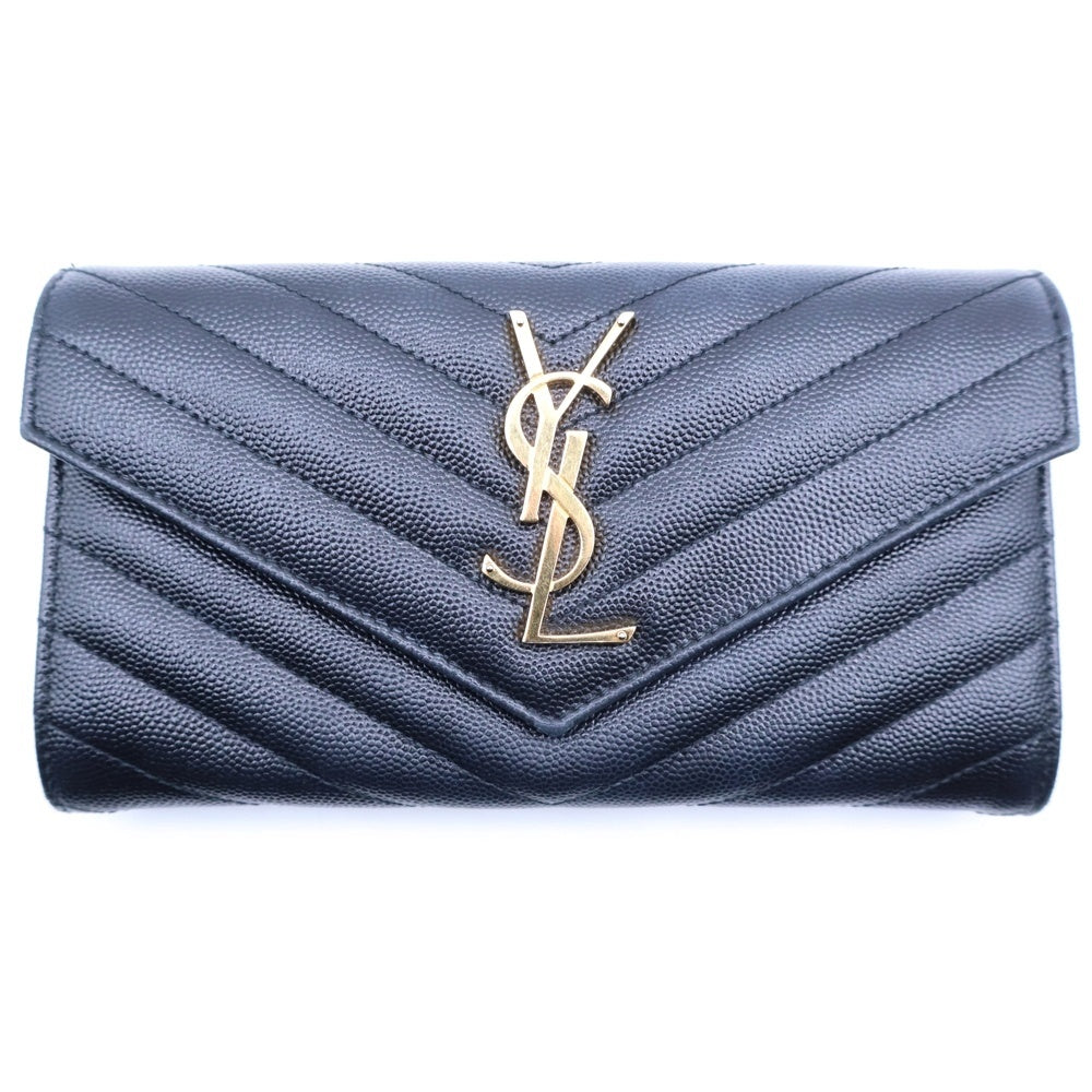 SAINT LAURENT 長財布 Vステッチ カサンドラ サンローラン Vステッチ