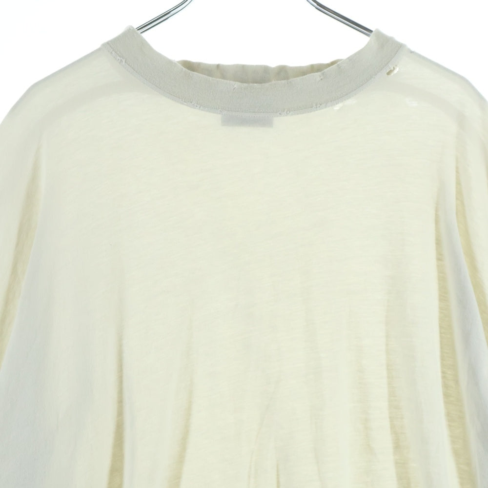 BALENCIAGA(バレンシアガ) クラッシュ加工 ネックロゴ 長袖Tシャツ カットソー 739783 TOVF4 ベージュ