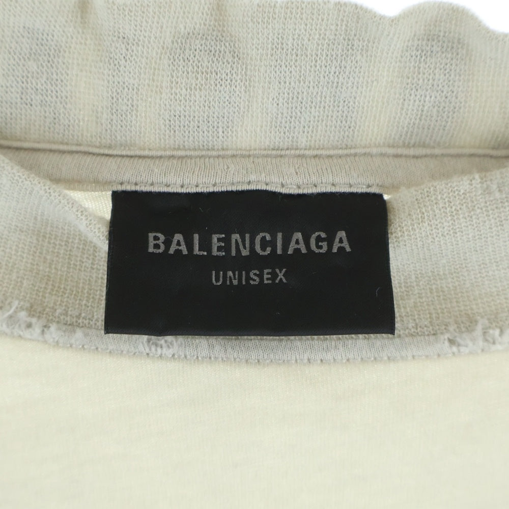 BALENCIAGA(バレンシアガ) クラッシュ加工 ネックロゴ 長袖Tシャツ カットソー 739783 TOVF4 ベージュ