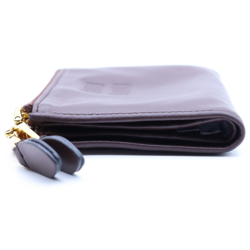miumiu(ミュウミュウ) 二つ折り財布 コンパクトウォレット コインケース ブラウン ナッパレザー ブライアウッド 5ML024 ゴールド金具 レディース