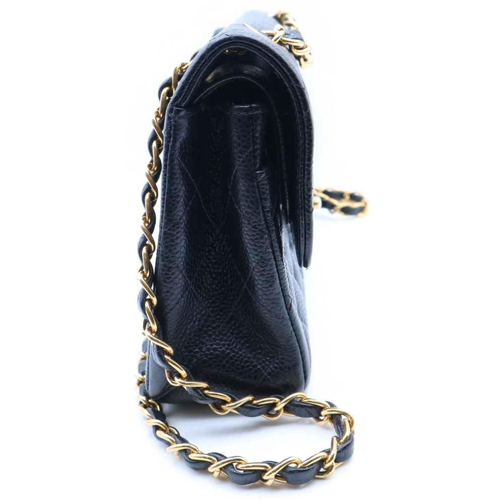 CHANEL(シャネル) マトラッセ23 ダブルフラップ ダブルチェーン ショルダーバッグ ブラック キャビアスキン ゴールド金具 A01113 レディース