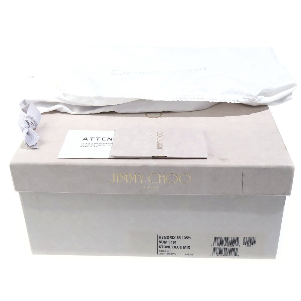 JIMMY CHOO(ジミーチュウ) ベルトデザイン スエードレザー ポインテッドトゥ ヒールパンプス シューズ ネイビー レディース