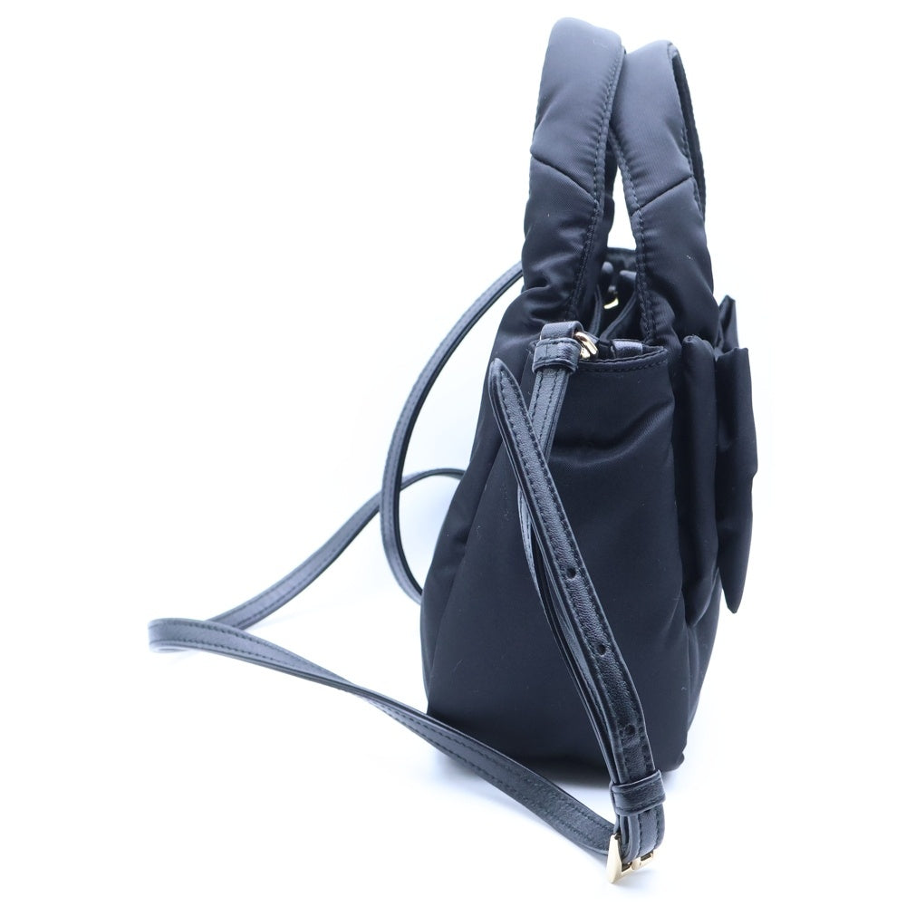 PRADA(プラダ) Re-Nylon パデット リボン ミニバッグ トライアングルロゴ ブラック テスート ゴールド金具 1BA359 レディース