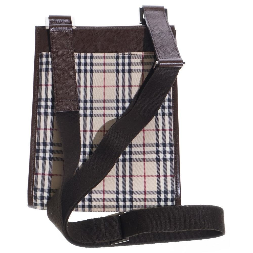BURBERRY(バーバリー) ノバチェック柄 キャンバス レザー ショルダーバッグ ベージュ/ブラウン レディース