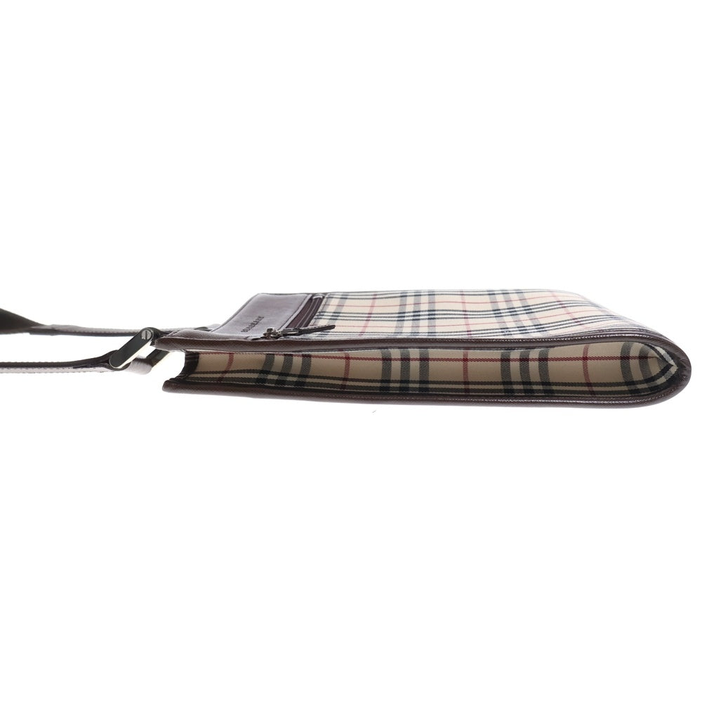 BURBERRY(バーバリー) ノバチェック柄 キャンバス レザー ショルダーバッグ ベージュ/ブラウン レディース